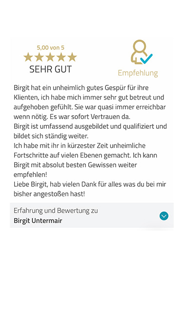 Bewertung für Birgit Untermair