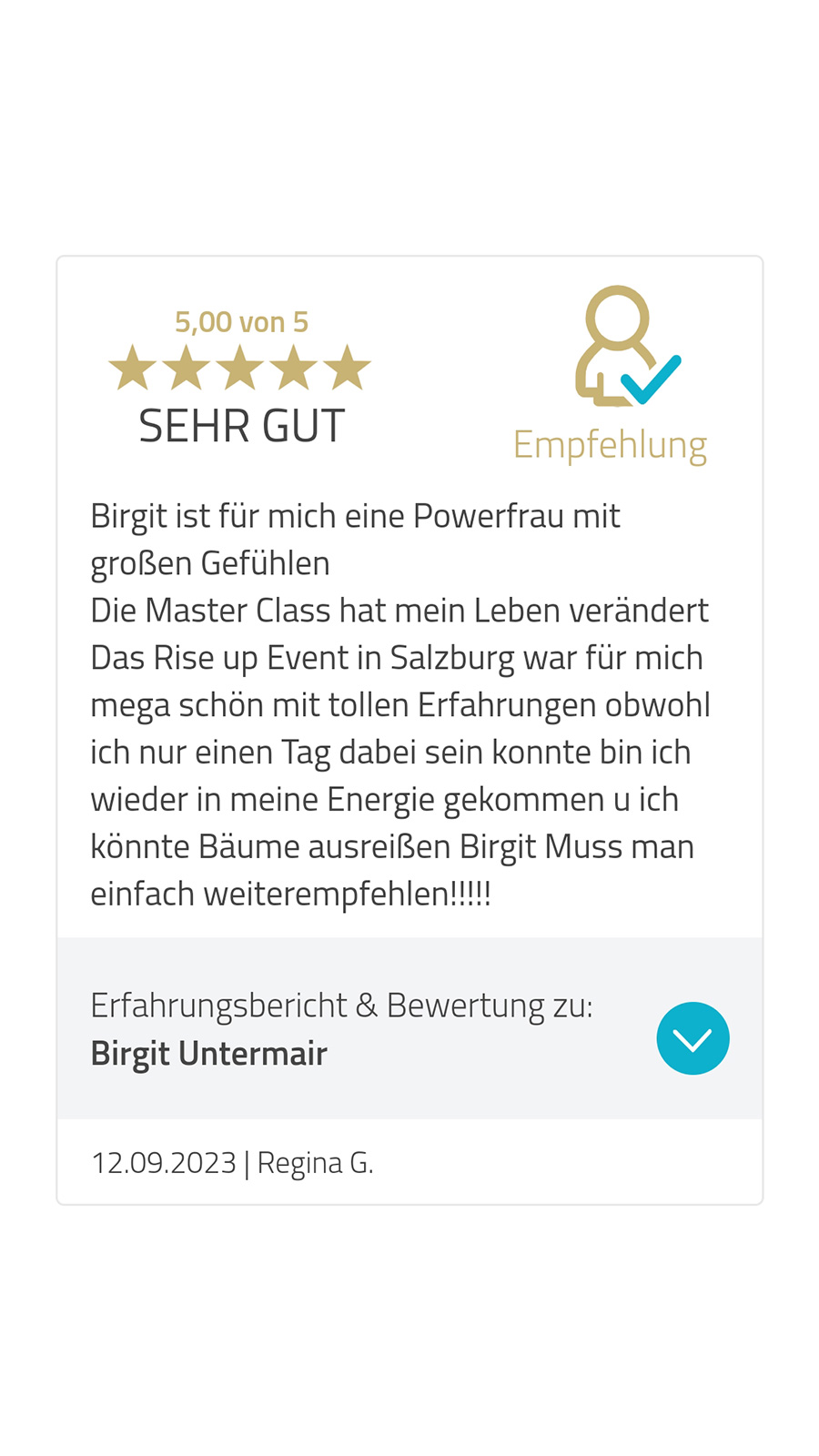 Bewertung für Birgit Untermair